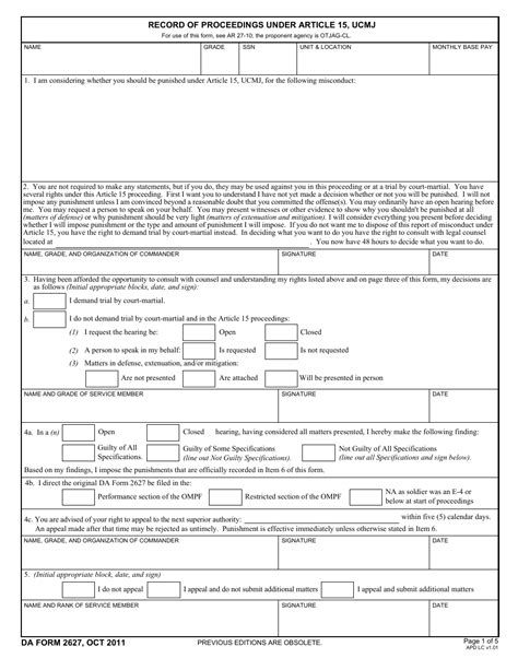 Da Form 2627 Fill Out Sign Online And Download Fillable Pdf