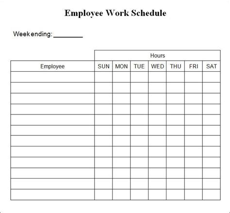 Weekly Work Schedule Template 4 Free Word Excel Documents Download