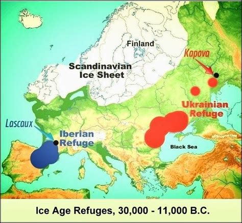 Map Of Paleolithic Cultures Retreats Areas Occupied During Glacial