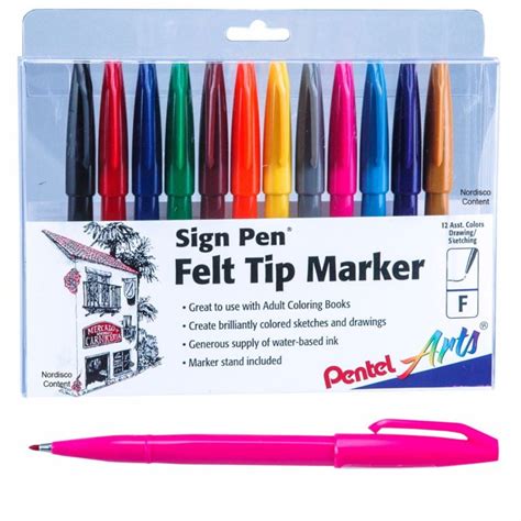Pentel Sign Pen Felt Tip Markers S520 12 12 Color Set Fine Point