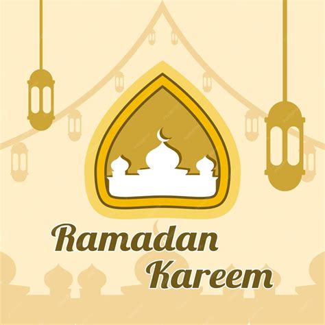 Premium Vector Ramadan Kareem Banner Vector With Mosque Silhouette