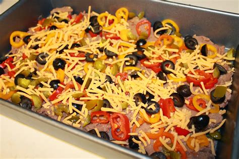Serve with salsa and lime wedges. Polka-Dotty Place: 10 Layer Baked Nacho Dip
