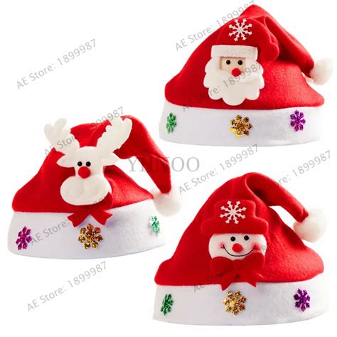 1pcsbag Santa Snowman Elk Reindeer Adults Kids Christmas Hat Christmas