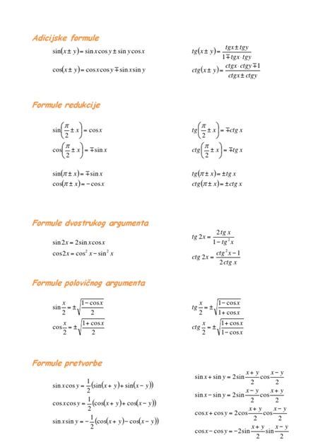 Trigonometrija Formule Pdf