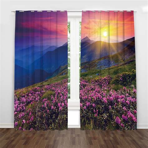 Sunset Mountain Blackout Thermal Grommet Window Curtains X66rdzxv
