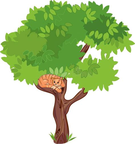 Cat on a tree stock vector. Illustration of domestic ...