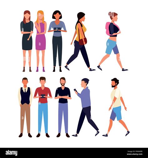 Set Of People Walking Stock Vector Image And Art Alamy