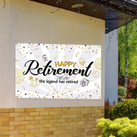 Happy Retirement Party Decorationsextra Large Fabric Black Gold Sign