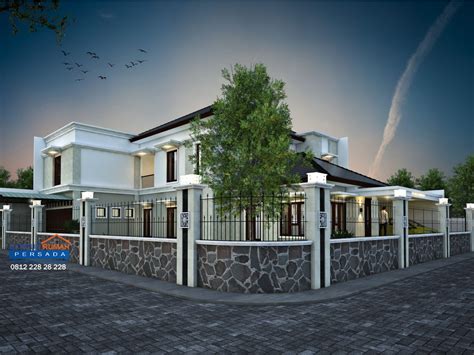 Desain Rumah Tropis 2 Lantai Di Lahan Hook Ukuran 20 x 25 M2