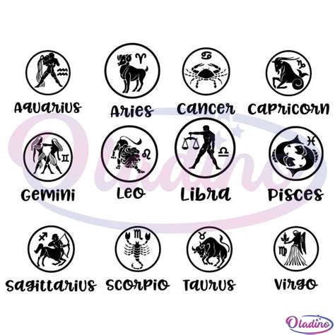 Astrology Sign Bundle Svg Digital File Zodiac Signs Svg Horoscope Svg