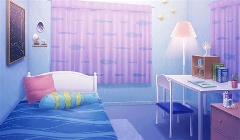 Download 2020x1180 Anime Room Bed Desk Curtains Cute Wallpapers