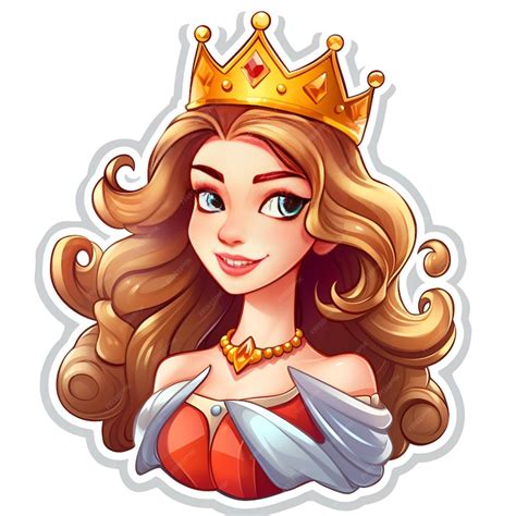 premium ai image beautiful queen cartoon character sticker on white background