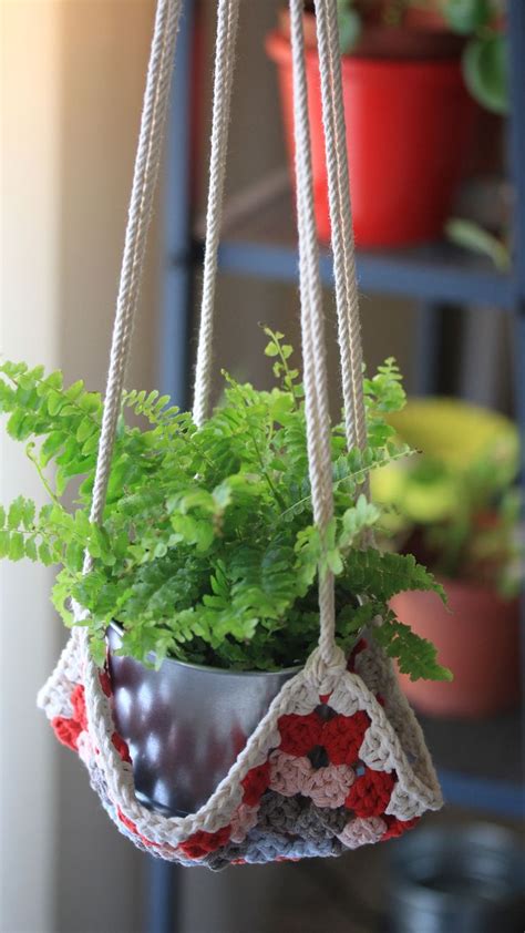 Crochet Plant Holder Hanging Planter Home Decor Granny Etsy In 2021
