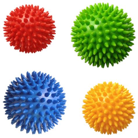 Pack Of 4 Spiky Massage Balls 2 Of 75cm And 2 Of 9cm Stress