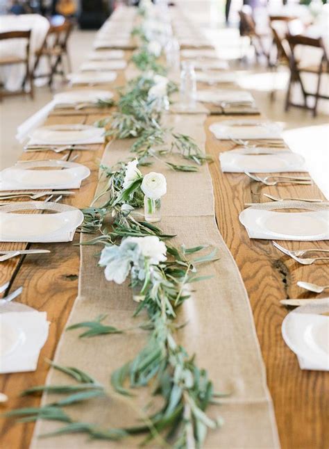 Greenery Wedding Table Settings Burlap Wedding Tablecloth Rustic