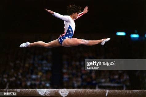 Usa Mary Lou Retton In Action On Balance Beam At Pauley Pavilion Los