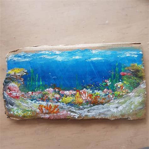 This is a high quality reproduction of the original ink and acrylic painting on paper. Coral reef, acrylics on cardboard, 19 x 12 cm : Art ...