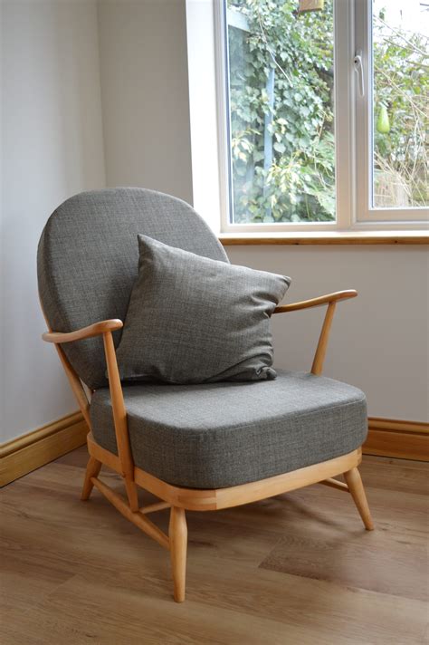 Vintage Ercol 203 Windsor Armchair In Soft Grey Etsy