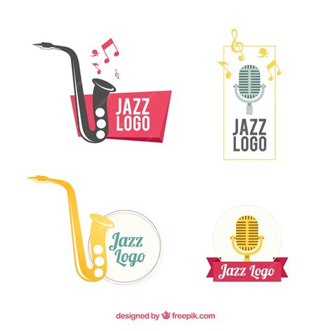 Colección De Logos De Jazz En Estilo Plano Vector Gratis