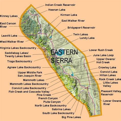 Image Maps For Eastern Sierra Flyfishing Locations Map Sierra Nevada