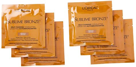 Loreal Paris Sublime Bronze 6 Self Tanning Towelettes Medium 1 Box