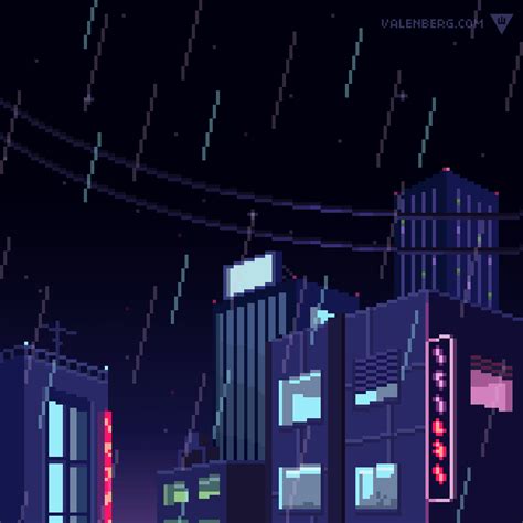 Rain Pixel Art Wallpaper WALLPAPERIN