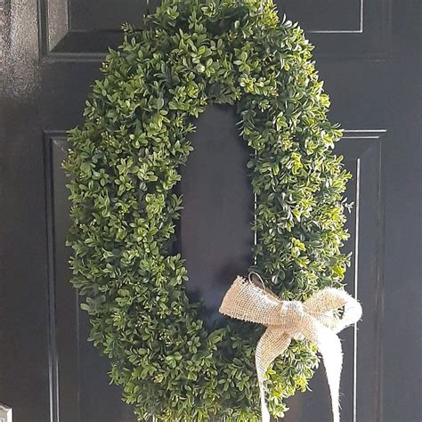 Summer Wreath-SPRING BOXWOOD Wreath-OVAL Wreath-Fall Door-Winter Wreath-Outdoor Wreath-Year ...