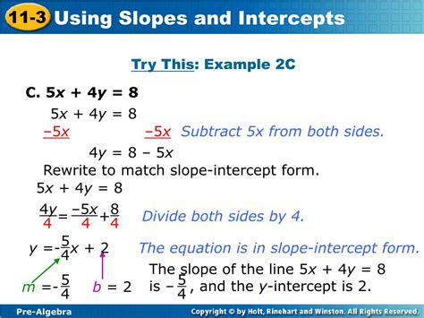 Ppt Rewriting An Equation In Slope Intercept Form Powerpoint