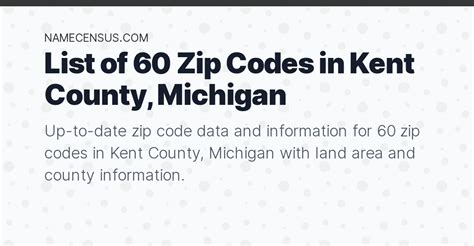 Kent County Zip Codes List Of 60 Zip Codes In Kent County Michigan