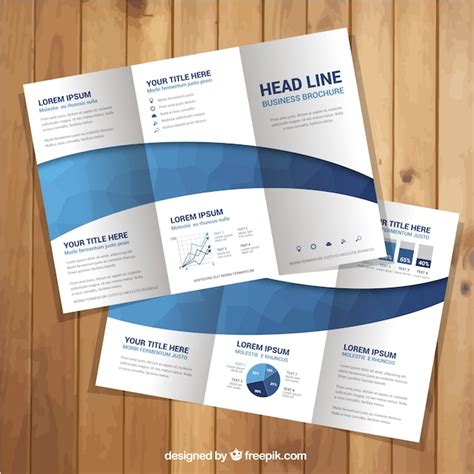 Great Leaflet Template With Blue Shapes Vector Free Download