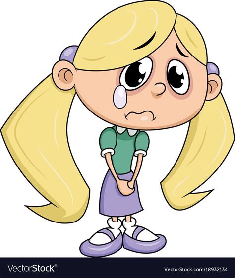 Cartoon Crying Sad Alone Girl Face Image