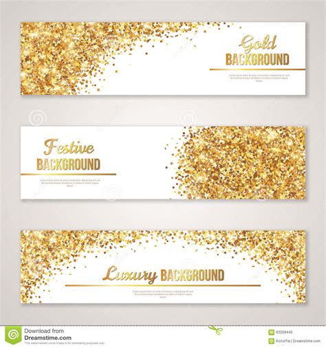 Banner Design With Gold Glitter Texture Stock Vector Illustration Of