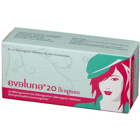 Evaluna 30 ist eine kombinationspille, welche von meda pharma zur hormonellen verhütung einer schwangerschaft angeboten wird. evaluna® 20 Dragees 6X21 St - shop-apotheke.com