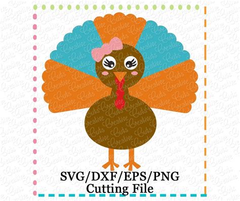 Girl Turkey Cutting File Svg Dxf Eps Creative Appliques