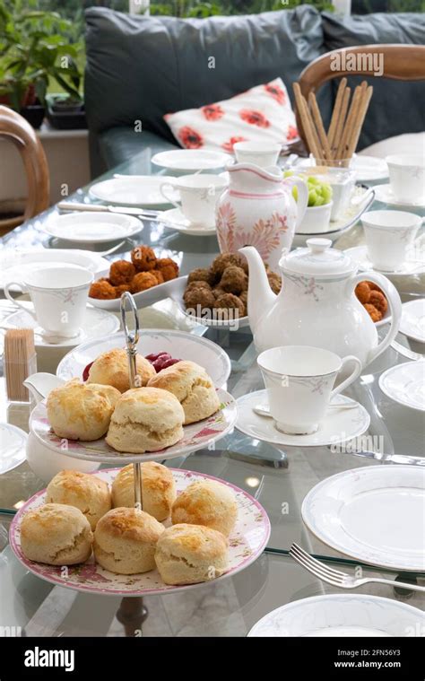 Afternoon Tea Uk Table Set With Bone China Scones And Tea Service For