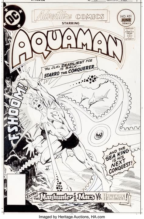 Jim Aparo Adventure Comics 451 Aquaman Cover Original Art Dc Lot