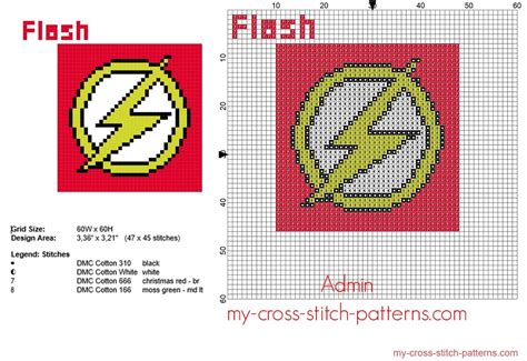 5 stamped superhero cross stitch beginner projects for kids needlepoint starter kit sewing set for backpack charms… Flash superhero logo free cross stitch pattern 47 x 45 ...