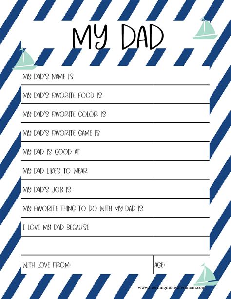All About Dad Printable Handmade T For Dad Morning Motivated Mom