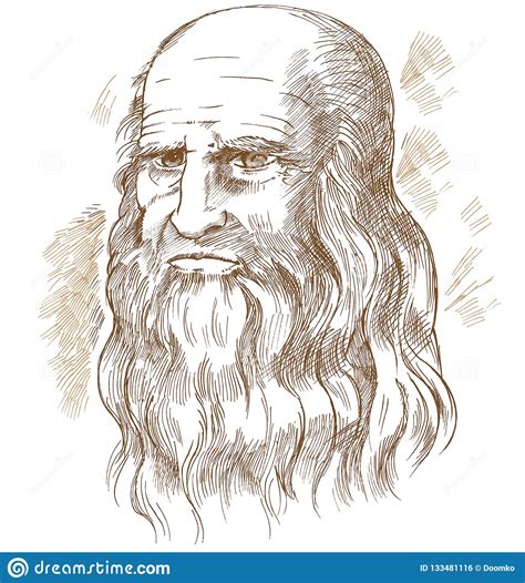 Hand Drawn Portrait Leonardo Da Vinci Stock Vector Illustration Of