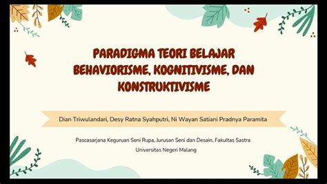 PARADIGMA TEORI PEMBELAJARAN BEHAVIORISME KOGNITIVISME DAN KONSTRUKTIVISME YouTube