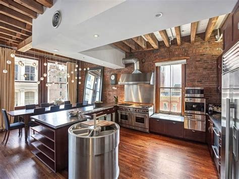 The black and white industrial pendant light fixtures are strung together to make a simple design feature, while the. Industrial Style Kitchen Design Ideas (Marvelous Images)