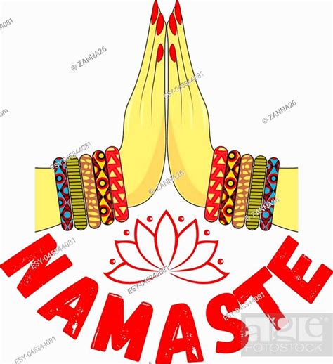Indian Womans Hand Greeting Posture Of Namaste Vector Illustration