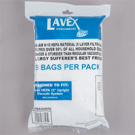 Lavex Janitorial 12 Hepa Microfilter Upright Vacuum Bag 9pack