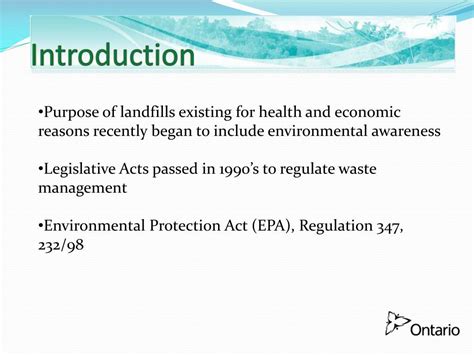 Ppt The Process Of Siting And Approving A New Landfill In Ontario