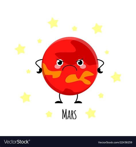 Cute Mars Planet Kawaii Characters Vect Royalty Free Vector Planets