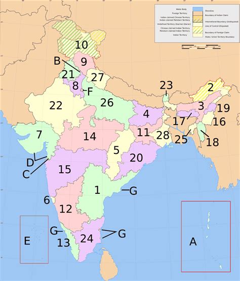 India States Numbered Mapsofnet