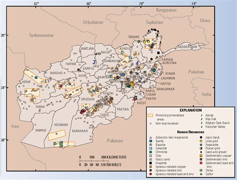Map Of Afghanistan With Mineralized Areas Us Geological Survey