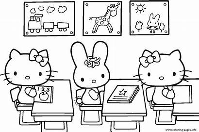 Kitty Coloring Hello Pages Printable