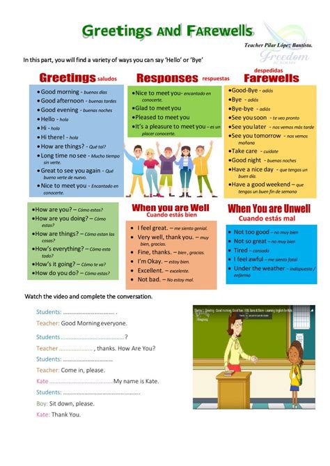 Greetings And Farewells Interactive Worksheet For Elemental English