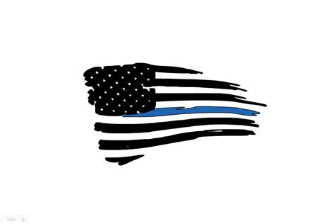 Distressed Tattered American Flag Thin Blue Line Police Officer Vinyl